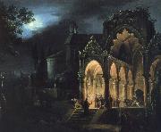 unknow artist mort de romeo et juliette dans un paysage eclaire par la lune oil painting on canvas